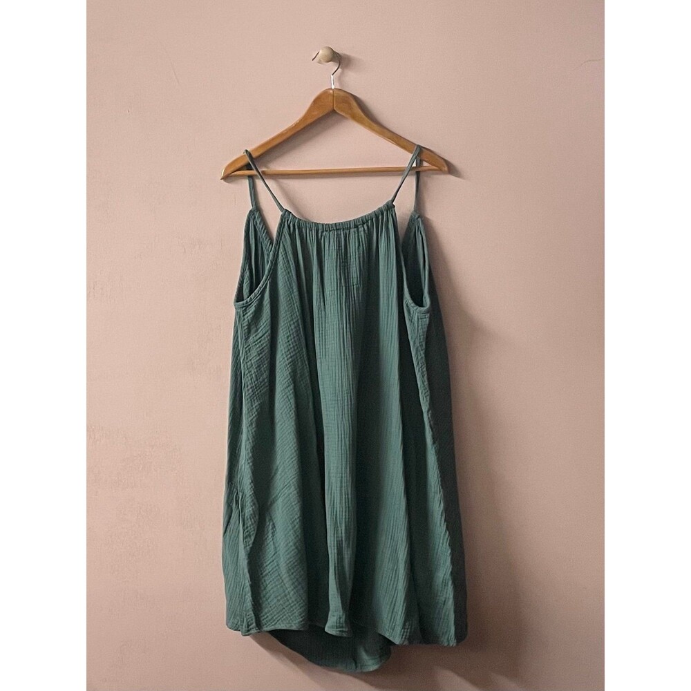 SHEIN Curve Green Gauzy Mini Dress w/ Tied U-Back